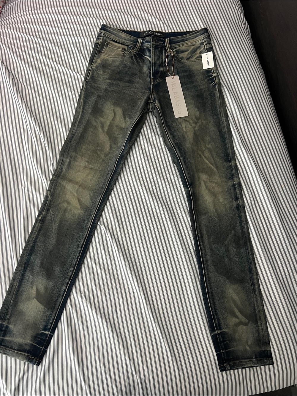 Valabasas Men’s Slim Fit Distressed Black Denim Jeans